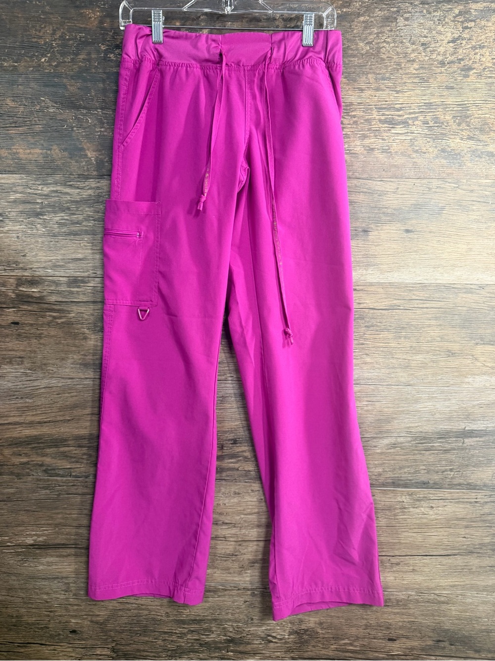 Med Couture Bright Magenta Drawstring Cargo Scrub Pants